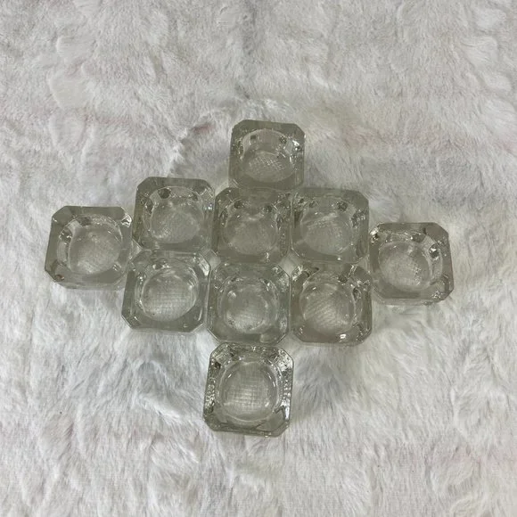 Antique Salt Cellars Salt Dips glass clear crystal open faced . 10 Total - Picture 1 of 11